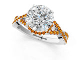 White gold Round Cut Diamond with Citrine side stone Halo Twist Band Solitaire Prong Setting Ring_25