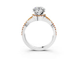 White gold Round Cut Diamond with Citrine side stone Halo Twist Band Solitaire Prong Setting Ring_27