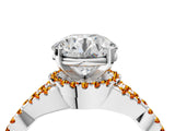 White gold Round Cut Diamond with Citrine side stone Halo Twist Band Solitaire Prong Setting Ring_28