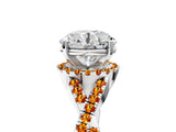 White gold Round Cut Diamond with Citrine side stone Halo Twist Band Solitaire Prong Setting Ring_29