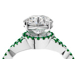White gold Round Cut Diamond with Emerald side stone Halo Twist Band Solitaire Prong Setting Ring_28