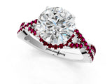 White gold Round Cut Diamond with Garnet side stone Halo Twist Band Solitaire Prong Setting Ring_25