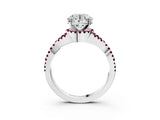 White gold Round Cut Diamond with Garnet side stone Halo Twist Band Solitaire Prong Setting Ring_27