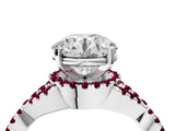 White gold Round Cut Diamond with Garnet side stone Halo Twist Band Solitaire Prong Setting Ring_28