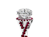 White gold Round Cut Diamond with Garnet side stone Halo Twist Band Solitaire Prong Setting Ring_29