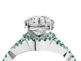 White gold Round Cut Diamond with Green Sapphire side stone Halo Twist Band Solitaire Prong Setting Ring_16