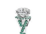 White gold Round Cut Diamond with Green Sapphire side stone Halo Twist Band Solitaire Prong Setting Ring_17
