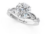 White gold Round Cut Diamond with Milgrain Marquise and Bezel Accents on a Solitaire Band with Prong Setting_203