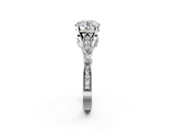 White gold Round Cut Diamond with Milgrain Marquise and Bezel Accents on a Solitaire Band with Prong Setting_204