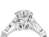 White gold Round Cut Diamond with Milgrain Marquise and Bezel Accents on a Solitaire Band with Prong Setting_209