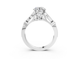 White gold Round Cut Diamond with Milgrain Marquise and Bezel Accents on a Solitaire Band with Prong Setting_210
