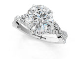White gold Round Cut Diamond with Moissanite side stone Halo Twist Band Solitaire Prong Setting Ring_13