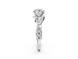 White gold Round Cut Diamond with Moissanite side stone Halo Twist Band Solitaire Prong Setting Ring_14