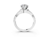White gold Round Cut Diamond with Moissanite side stone Halo Twist Band Solitaire Prong Setting Ring_15