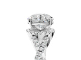 White gold Round Cut Diamond with Moissanite side stone Halo Twist Band Solitaire Prong Setting Ring_17