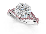 White gold Round Cut Diamond with Morganite side stone Halo Twist Band Solitaire Prong Setting Ring_13