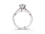 White gold Round Cut Diamond with Morganite side stone Halo Twist Band Solitaire Prong Setting Ring_15