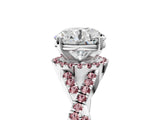 White gold Round Cut Diamond with Morganite side stone Halo Twist Band Solitaire Prong Setting Ring_17