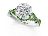 White gold Round Cut Diamond with Peridot side stone Halo Twist Band Solitaire Prong Setting Ring_13