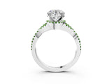 White gold Round Cut Diamond with Peridot side stone Halo Twist Band Solitaire Prong Setting Ring_15