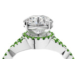 White gold Round Cut Diamond with Peridot side stone Halo Twist Band Solitaire Prong Setting Ring_16
