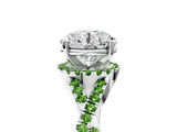 White gold Round Cut Diamond with Peridot side stone Halo Twist Band Solitaire Prong Setting Ring_17