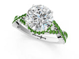 White gold Round Cut Diamond with Peridot side stone Halo Twist Band Solitaire Prong Setting Ring_25