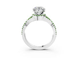 White gold Round Cut Diamond with Peridot side stone Halo Twist Band Solitaire Prong Setting Ring_27
