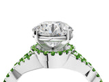 White gold Round Cut Diamond with Peridot side stone Halo Twist Band Solitaire Prong Setting Ring_28