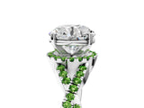 White gold Round Cut Diamond with Peridot side stone Halo Twist Band Solitaire Prong Setting Ring_29