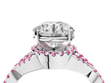 White gold Round Cut Diamond with Pink Sapphire side stone Halo Twist Band Solitaire Prong Setting Ring_16