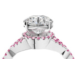 White gold Round Cut Diamond with Pink Sapphire side stone Halo Twist Band Solitaire Prong Setting Ring_28