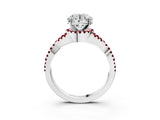 White gold Round Cut Diamond with Ruby side stone Halo Twist Band Solitaire Prong Setting Ring_15