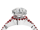 White gold Round Cut Diamond with Ruby side stone Halo Twist Band Solitaire Prong Setting Ring_16