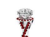 White gold Round Cut Diamond with Ruby side stone Halo Twist Band Solitaire Prong Setting Ring_18