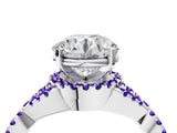White gold Round Cut Diamond with Tanzanite side stone Halo Twist Band Solitaire Prong Setting Ring_16