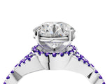 White gold Round Cut Diamond with Tanzanite side stone Halo Twist Band Solitaire Prong Setting Ring_28