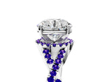 White gold Round Cut Diamond with Tanzanite side stone Halo Twist Band Solitaire Prong Setting Ring_29