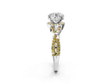 White gold Round Cut Diamond with Yellow Sapphire side stone Halo Twist Band Solitaire Prong Setting Ring_14