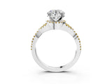 White gold Round Cut Diamond with Yellow Sapphire side stone Halo Twist Band Solitaire Prong Setting Ring_15