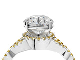White gold Round Cut Diamond with Yellow Sapphire side stone Halo Twist Band Solitaire Prong Setting Ring_16