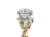White gold Round Cut Diamond with Yellow Sapphire side stone Halo Twist Band Solitaire Prong Setting Ring_18