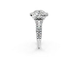 White gold Round Cut Double Halo Diamond Engagement Ring with Pave Band and Four-Prong Setting_40