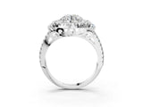 White gold Round Cut Double Halo Diamond Engagement Ring with Pave Band and Four-Prong Setting_45