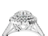 White gold Round Cut Double Halo Split Shank Diamond Ring with Prong Setting_77