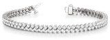 White gold Round Cut Double Row Tennis Bracelet with Four-Prong Setting
