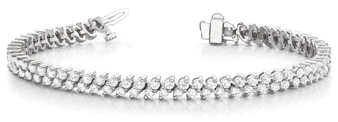 White gold Round Cut Double Row Tennis Bracelet with Four-Prong Setting