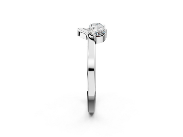 White gold Dual Round Diamond Open Band Ring with Prong Setting