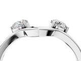 White gold Round Cut Dual Diamond Open Band with Prong Setting_16