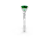 White gold Round Cut Emerald Cluster Side Stone Solitaire Ring with Prong Setting_26